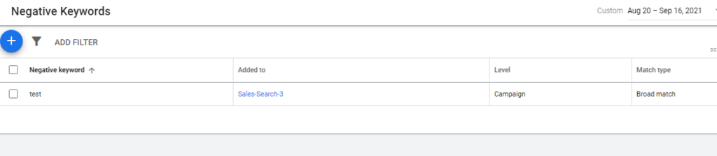 how to add negative keywords - step 3