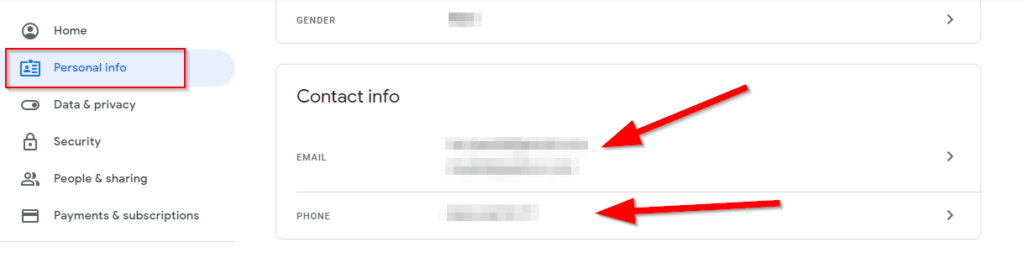 adding recovery phone and email in google ads